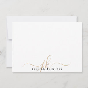 Carte De Correspondance Initiales de monogramme de script moderne Gold min