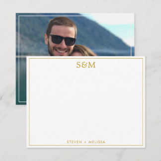 Carte De Correspondance Initiales de monogramme élégant en or Nom de coupl