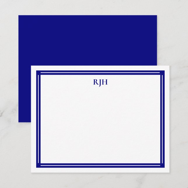 Carte De Correspondance Initiales de monogramme personnalisées avec bordur (Devant / Derrière)