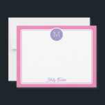 Carte De Correspondance Initiales de monogramme rond Prépa Rose Violet<br><div class="desc">Ce design féminin présente une bordure simple avec un cercle en haut contenant une initiale de monogramme et un espace pour un nom/texte en bas. Cliquez sur le bouton Personnaliser si vous souhaitez ajuster les éléments de design et/ou modifier davantage le texte ! Des variations de ce design, des couleurs...</div>