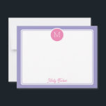 Carte De Correspondance Initiales de monogramme rond Prépa Rose Violet<br><div class="desc">Ce design féminin présente une bordure simple avec un cercle en haut contenant une initiale de monogramme et un espace pour un nom/texte en bas. Cliquez sur le bouton Personnaliser si vous souhaitez ajuster les éléments de design et/ou modifier davantage le texte ! Des variations de ce design, des couleurs...</div>