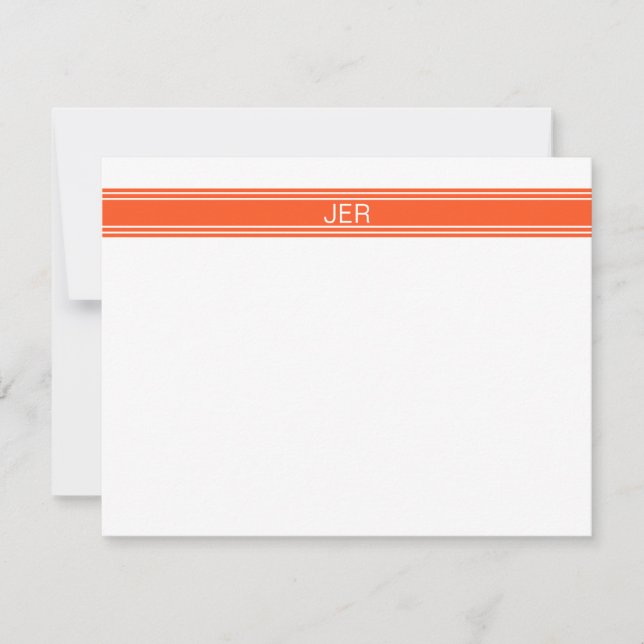 Carte De Correspondance Initiales de prénom monogrammées orange et blanc (Devant)