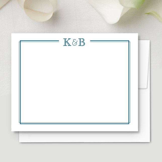 Carte De Correspondance Initiales du Couple Monogramme de Jeunes Mariés Bl (Créateur téléchargé)