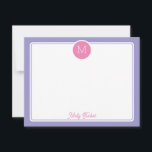 Carte De Correspondance Initiales en monogramme rond Prépa Rose Violet<br><div class="desc">Ce design féminin présente une bordure simple avec un cercle en haut contenant une initiale de monogramme et un espace pour un nom/texte en bas. Cliquez sur le bouton Personnaliser si vous souhaitez ajuster les éléments de design et/ou modifier davantage le texte ! Des variations de ce design, des couleurs...</div>