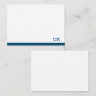 Carte De Correspondance Initiales Monogramme Bordure Bleu Marine Élégantes