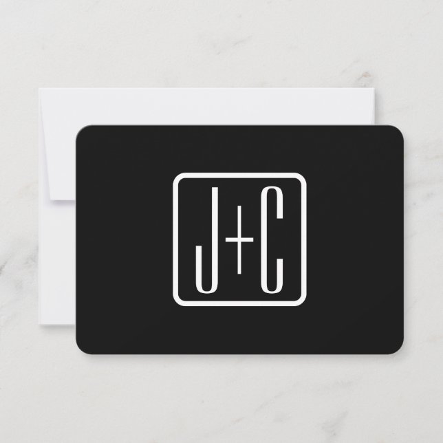 Carte De Correspondance Initiales Monogrammées Modernes | Noir & Blanc (Devant)