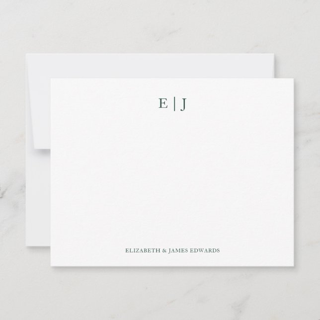 Carte De Correspondance Initiales personnalisées monogramme vert émeraude (Devant)