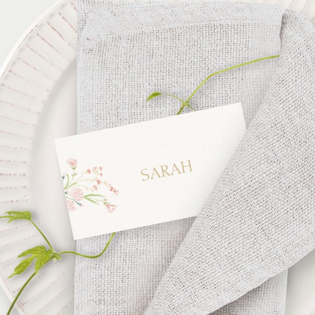 Carte De Correspondance Ivoire | Mariage fleur sauvage Escort Nom du lieu (Créateur téléchargé)