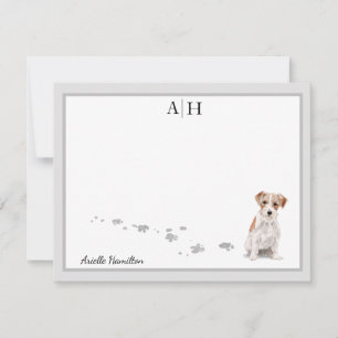 Carte De Correspondance Jack Russell Terrier Gris Monogramme frontalier