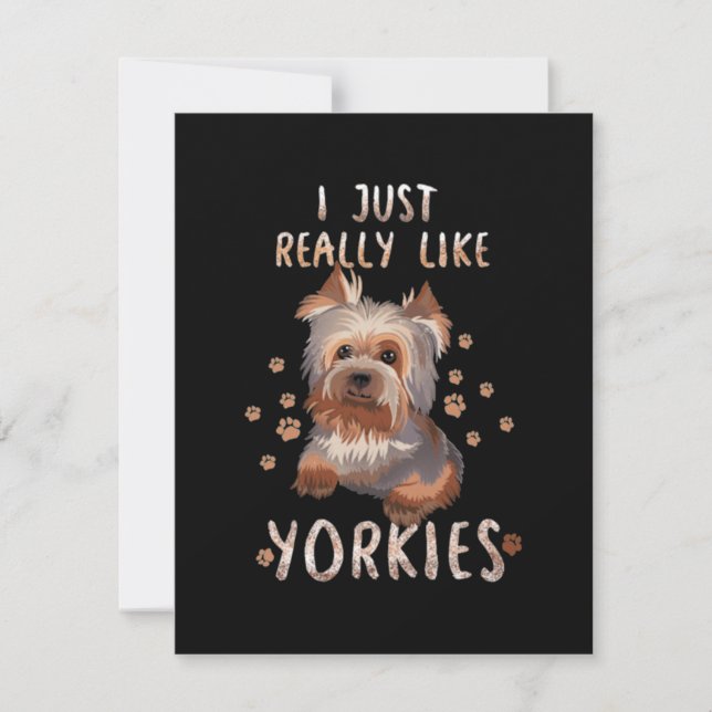 Carte De Correspondance J'Aime Vraiment Les Yorkies (Devant)