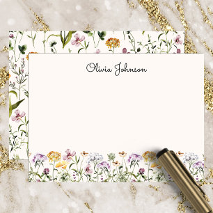 Carte De Correspondance Jardin de fleurs sauvages à aquarelle personnalisé