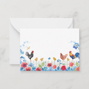 Carte De Correspondance Jardin de la campagne de poussins colorés