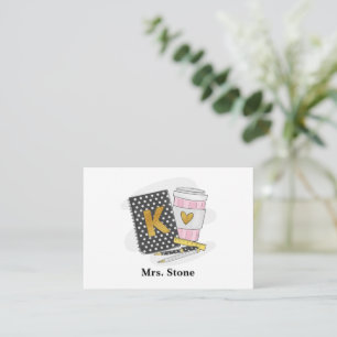Carte De Correspondance Jardin d'enfants enseignant Preppy Black Carnet ca