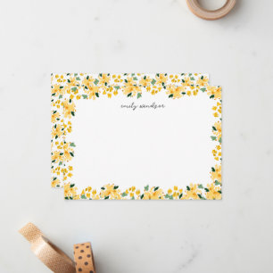 Carte De Correspondance Jardin Floral Aquarelle Jaune Personnalisé