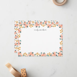 Carte De Correspondance Jardin Floral Aquarelle Rose Personnalisé