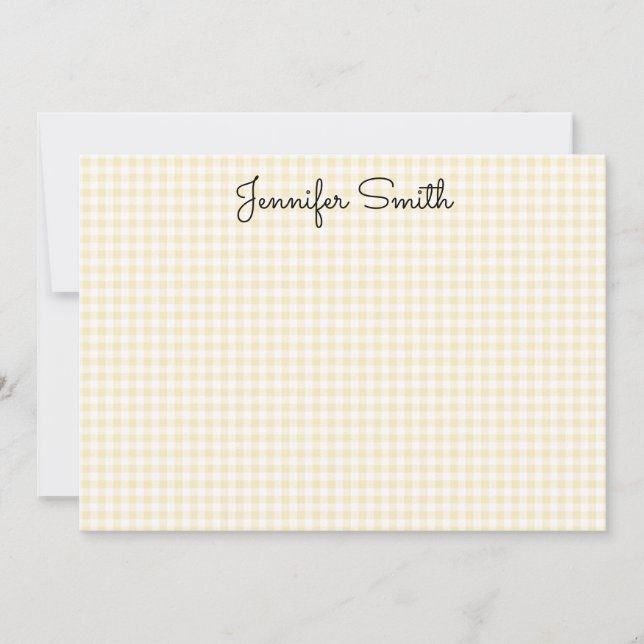 Carte De Correspondance Jaune Citron Pastel Gingham Mini (Devant)