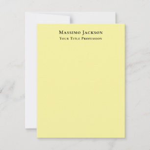 Carte De Correspondance Jaune clair uni élégant professionnel moderne