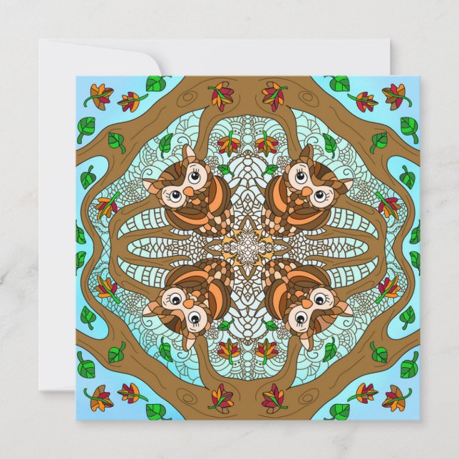 Carte De Correspondance Je Dis Salut, Owl Mandala (Devant)