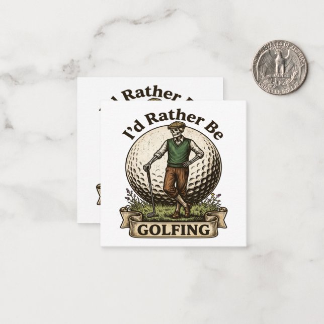 Carte De Correspondance Je préférerais jouer au golf  (Devant/Arrière en situation)