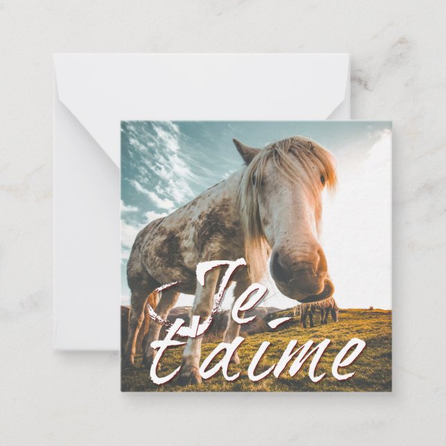 Carte De Correspondance Je t'aime avec un cheval regardé (Devant)
