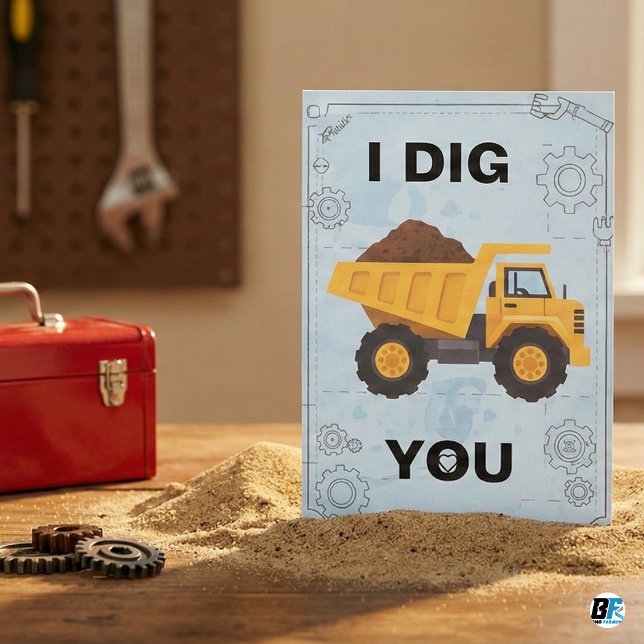 Carte De Correspondance "Je t'aime" Camion à benne Construction Amour Jeu  (Créateur téléchargé)