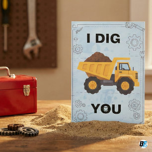 Carte De Correspondance "Je t'aime" Camion de chantier Pun de l'amour de l