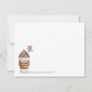 Carte De Correspondance Je T'Aime Un Latte Cute Kawaii Coffee Cup & Name