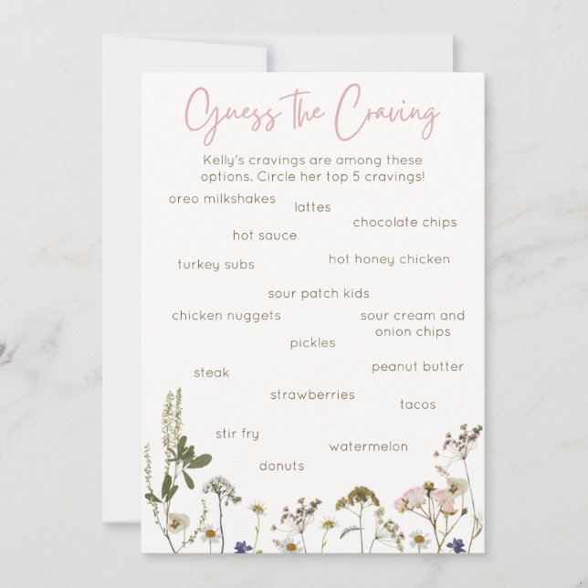 Carte De Correspondance Jeu de Baby Shower (Devant)