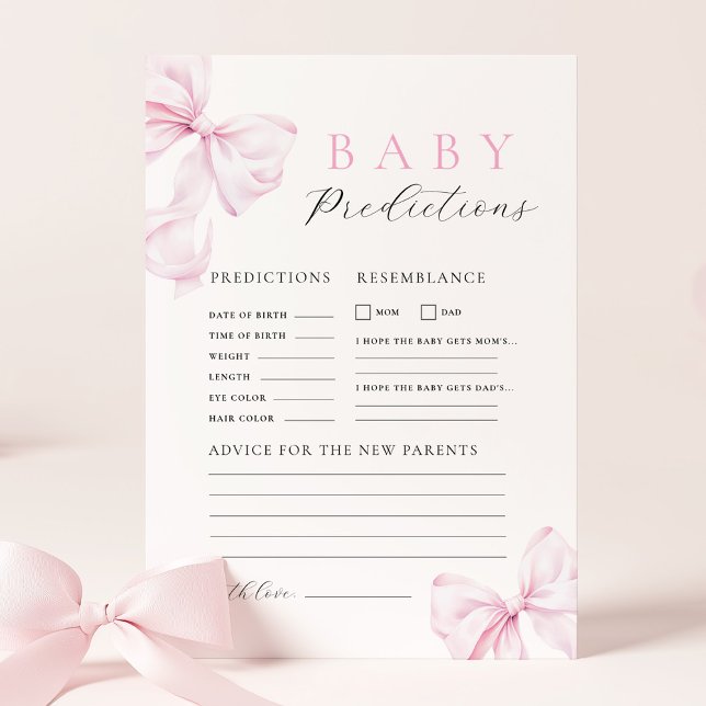 Carte De Correspondance Jeu de Baby Shower à Ruban Rose (Créateur téléchargé)