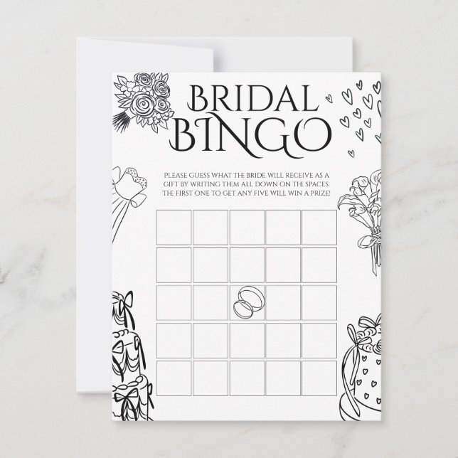 Carte De Correspondance Jeu de Bingo de Mariage Doodle Fantaisiste (Devant)