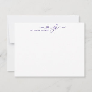 Carte De Correspondance Jeu de Coeur de Fille moderne Script 2 Monogramme 