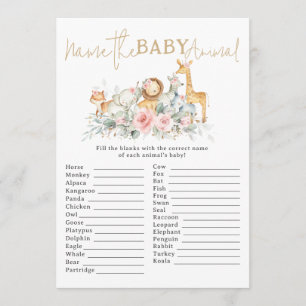 Carte De Correspondance Jeu de nom de bébé animal floral d'animaux de jung