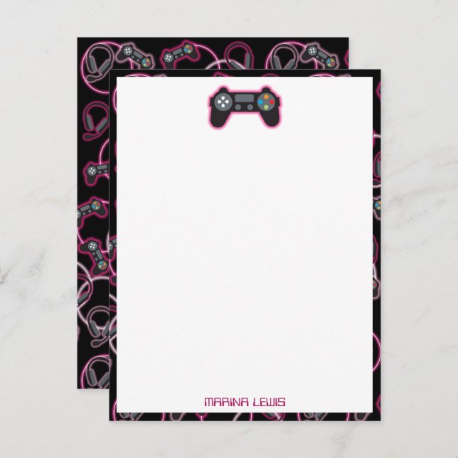 Carte De Correspondance Jeu Vidéo Neon Rose Girls Motifs (Devant / Derrière)