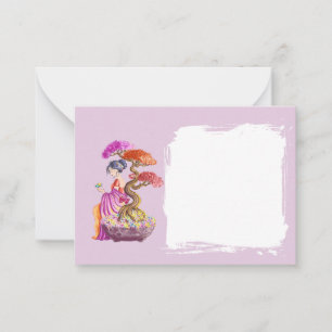 Carte De Correspondance Jeune fille et le bonzaï pour la correspondance.