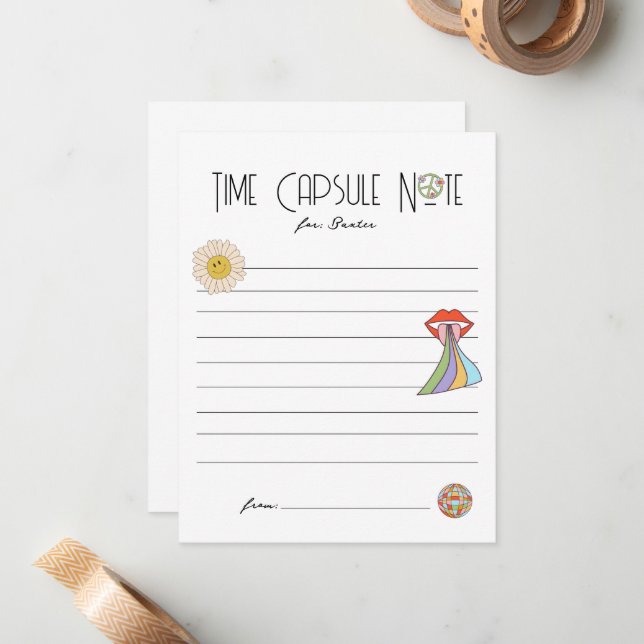 Carte De Correspondance Jeune, sauvage et trois | Time Capsule Note | Boho (Devant/Arrière en situation)