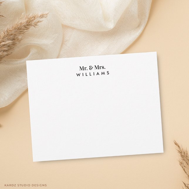Carte De Correspondance Jeunes mariés Couple Moderne Simple (Card shown in 4.25 x 5.5 inches. Choose size, paper, and corner style.)