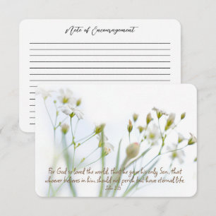 Carte De Correspondance John 3:16 Note d'encouragement Floral