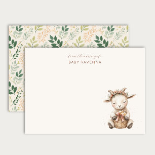 Carte De Correspondance Joli bébé agneau couronne de fleurs couronne anima
