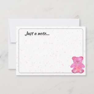 Carte De Correspondance Joli bébé ours en rose personnalisé Juste une note
