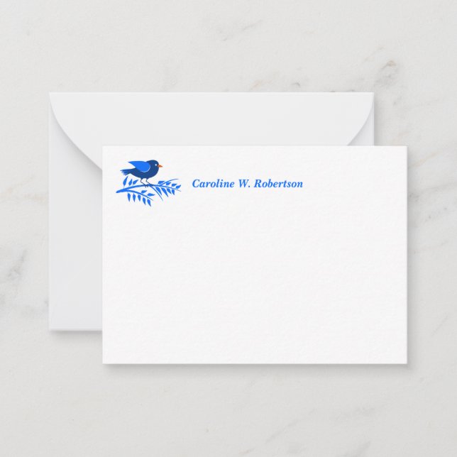 Carte De Correspondance Joli Blue Bird Nature Custom Option Merci (Devant)