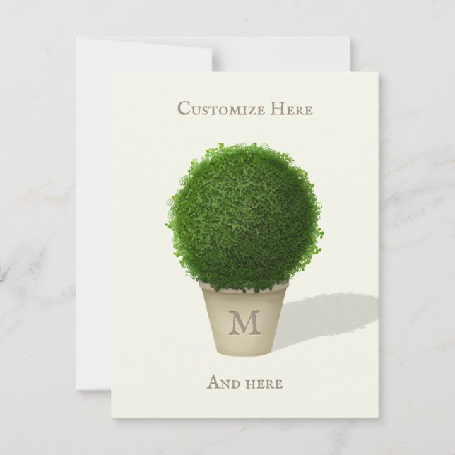 Carte De Correspondance Joli Boxwood Topiary Monogramme & Personnalisé (Devant)