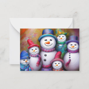 Carte De Correspondance Joli budget famille neige mini Noël