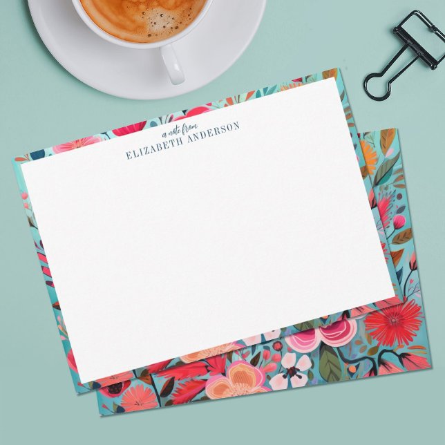 Carte De Correspondance Joli cadre floral de fille botanique (Pretty floral stationery note cards. )