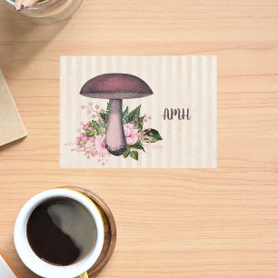Carte De Correspondance Joli champignon Vintage et monogramme floral
