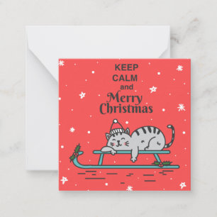Carte De Correspondance Joli Chat de Noël