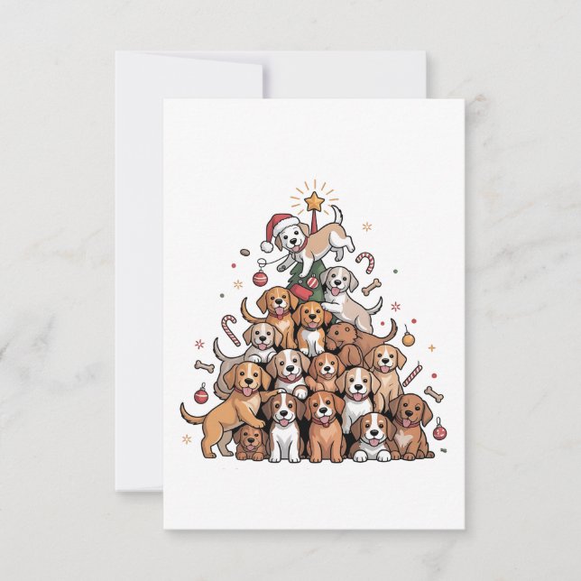 Carte De Correspondance Joli chien d'arbre de Noël de Noël   (Devant)