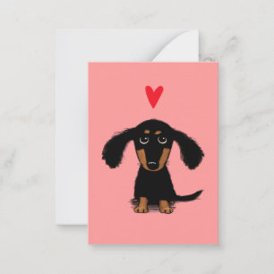 Carte De Correspondance Joli chiot teckel Saint-Valentin avec cœur