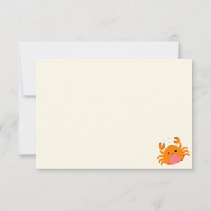 Carte De Correspondance Joli crabe de dessin animé océan bleu crème blanc 