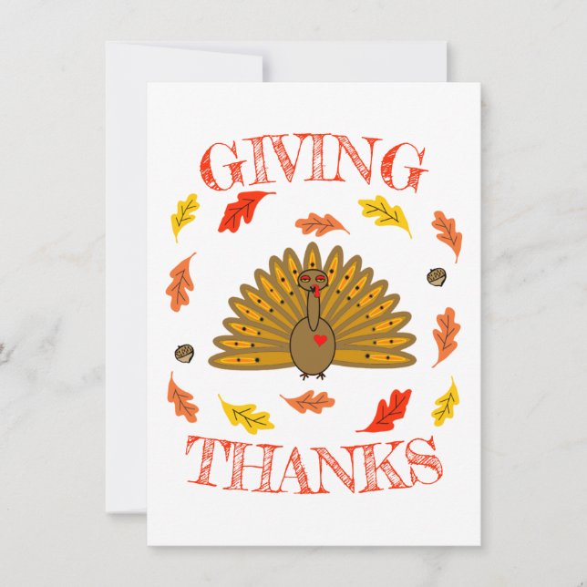 Carte De Correspondance Joli dindon de Thanksgiving Feuilles d'automne Gla (Devant)