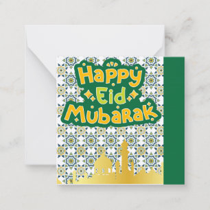 Carte De Correspondance Joli Eid Moubarak de salutation vert